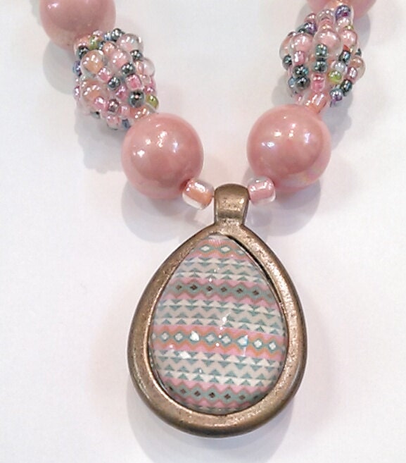 Pastel Colored Beaded Necklace Combination Bead Necklace Seed Bead Ball