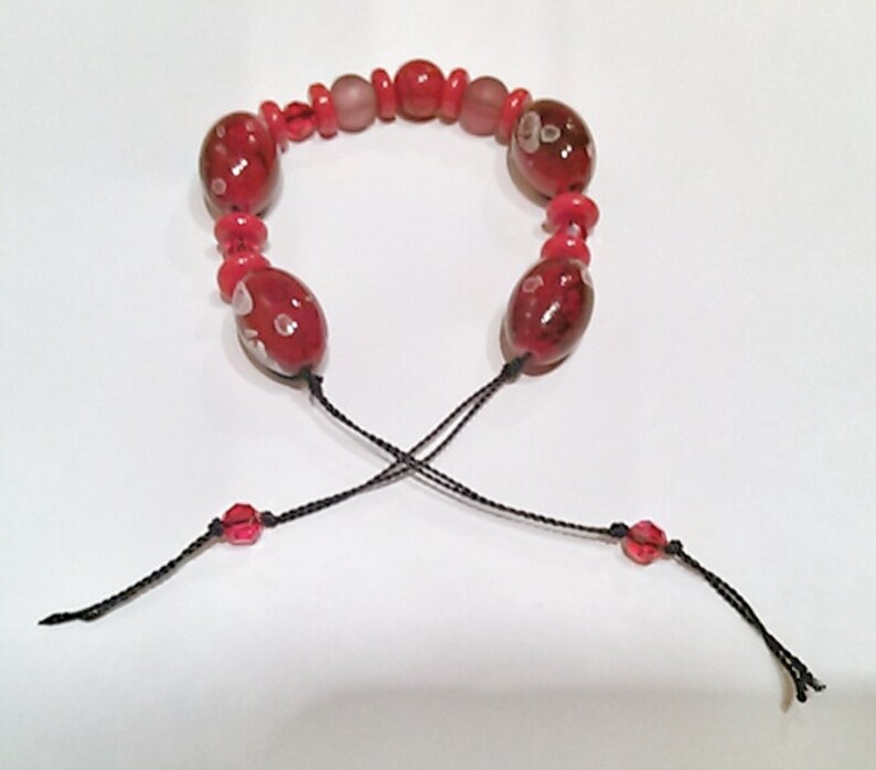Asian Bead and Red Bracelet Red Knotted Bracelet Wine Knotted Bracelet