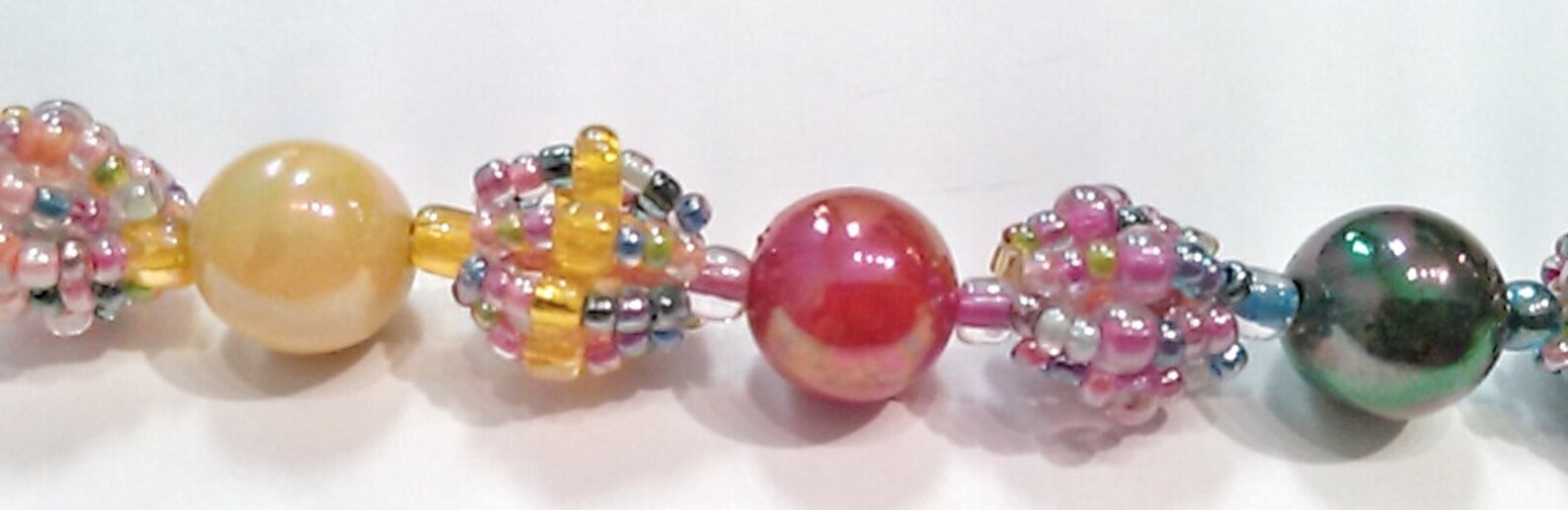 Pastel Colored Beaded Necklace Combination Bead Necklace Seed Bead Ball