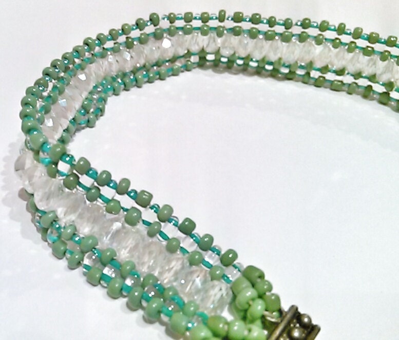 Green and Crystal Superduo Twin Seed Bead Choker Lime Green - Etsy