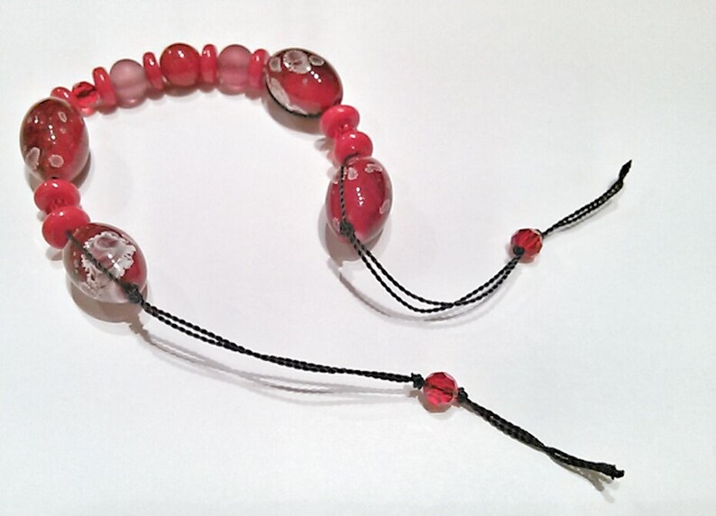 Asian Bead and Red Bracelet Red Knotted Bracelet Wine Knotted Bracelet