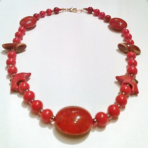 Girl's Red Dolphin Beaded Necklace Combination Bead Necklace Fancy Red Dolphin Necklace image 4