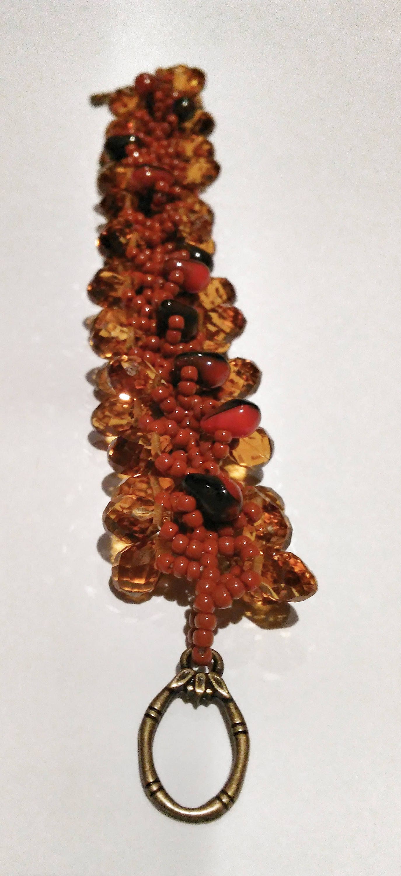 Brown Seed Bead Patterned Bracelet Swirled Brown Spiral Rope | Etsy