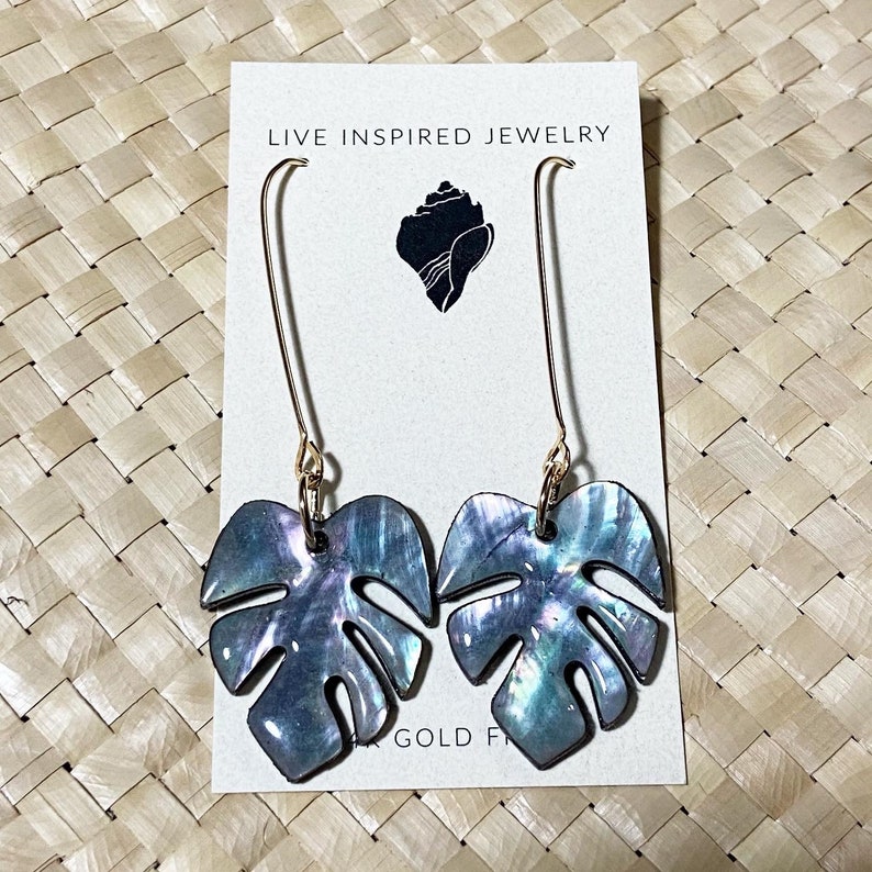 White abalone threader earrings