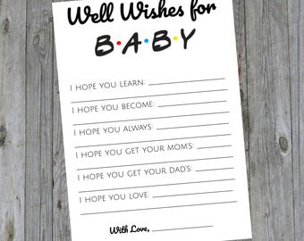 Baby Shower Coordinates - Friends TV Show Theme - Well Wishes for Baby