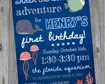 Kids Birthday Invitation - Under the Sea - Aquatic Theme