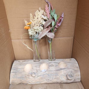 Portacandele/propagazione Half Log 7 Spot, decorazione per matrimonio, pezzo da tavolo, riutilizzato, recuperato, bordo vivo, recinzione Buffalo riciclata, mensola vintage