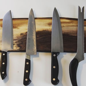 Black Wlanut Wood Knife Rack, Magnetic Knife Rack, Knife Holder, Wood Knife Holder