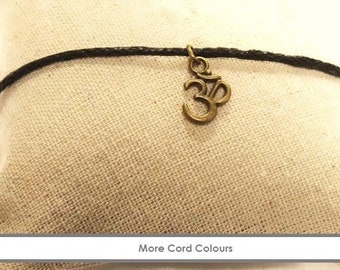 Bronze Om Necklace, Surfer Style Om Necklace, Bronze Aum Necklace, Fathers Gift Idea, Cord Hippie Necklace, Spiritual Necklace