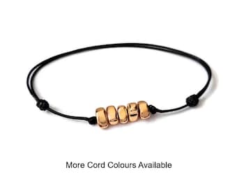 Gold Hematite Nugget Anklet: Adjustable Cord Beach Jewellery
