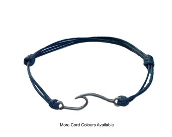 Wave Bracelet: Waxed Polyester Cord, Adjustable Nautical Jewellery