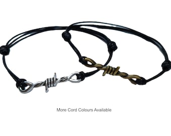 Barbed Wire Bracelet: Adjustable Polyester Cord Mens Bracelet