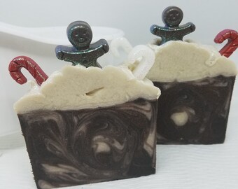Gingerbread candy land goat milk soap, candy canes, gingerbread man, chocolate soap bar, Christmas in July, stocking stuffers, best seller