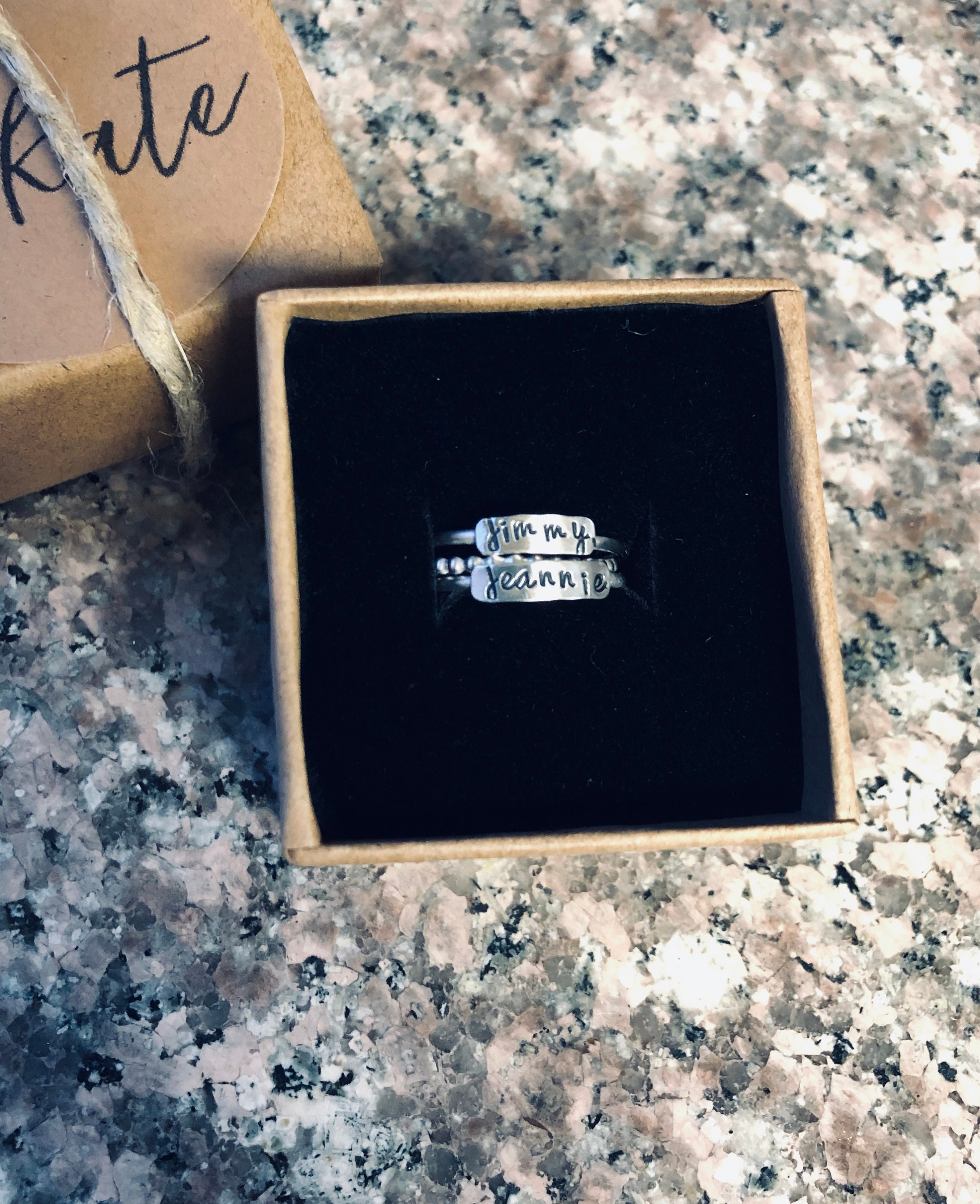 Etsy Name Rings Stackable Stackable Name Rings With Heart, Custom Stamped Jewelry - Etsy