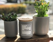 Wild Lavender - 9oz Soy Wax Candle - Porcelain Jar with Wood Wick - Phthalate Free