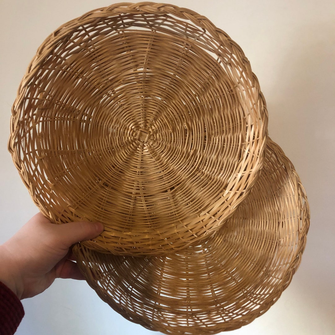 Wicker Flat Wall Baskets Etsy