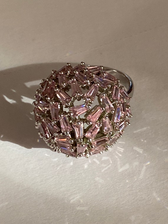 Pink Sapphire Dome Shape Cocktail Ring Size 8 - image 3