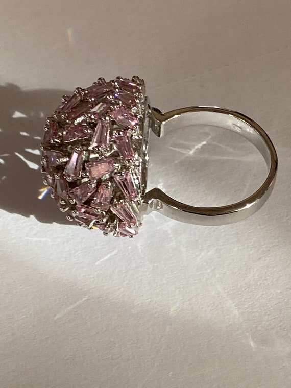 Pink Sapphire Dome Shape Cocktail Ring Size 8 - image 4