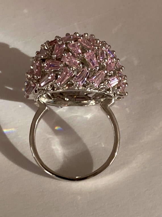 Pink Sapphire Dome Shape Cocktail Ring Size 8 - image 5