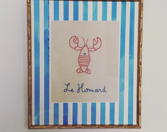 BIARRITZ // Framed hand embroidery embellished canvas fabric