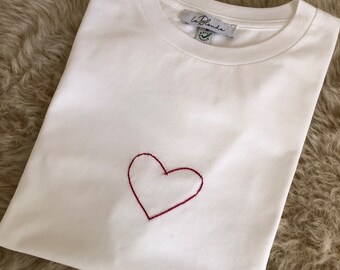 【GRAVER】24FW★ Bear Heart Embroidery Basic Shirt HEART // Hand Embroidered T-shirt - Etsy