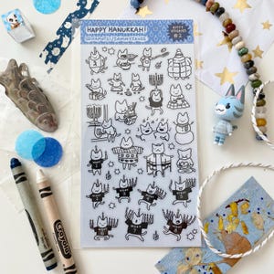 Stickers chat joyeux Hanoukka