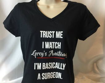 Witty Grey's Anatomy ladies v-neck shirt S-XXXL