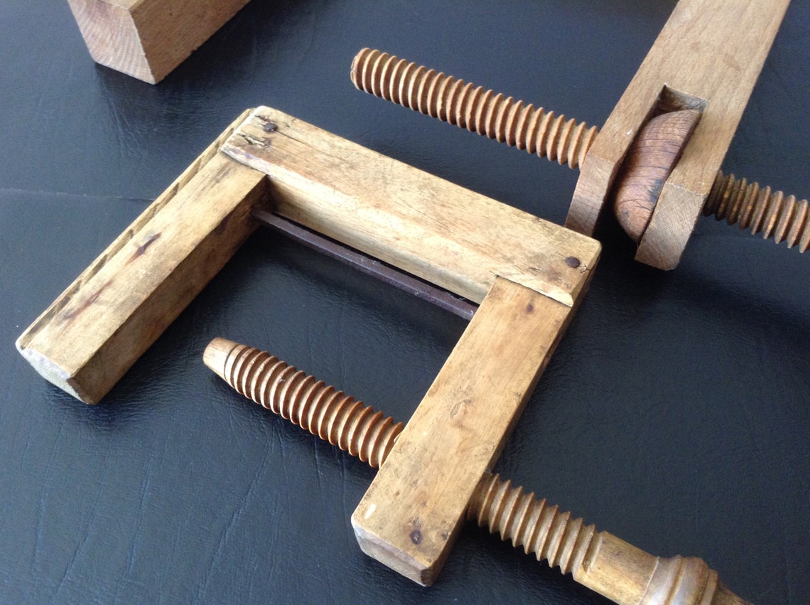 Set of 2 Antique Wooden Clamp Large and Small Screw Clamp on Etsy