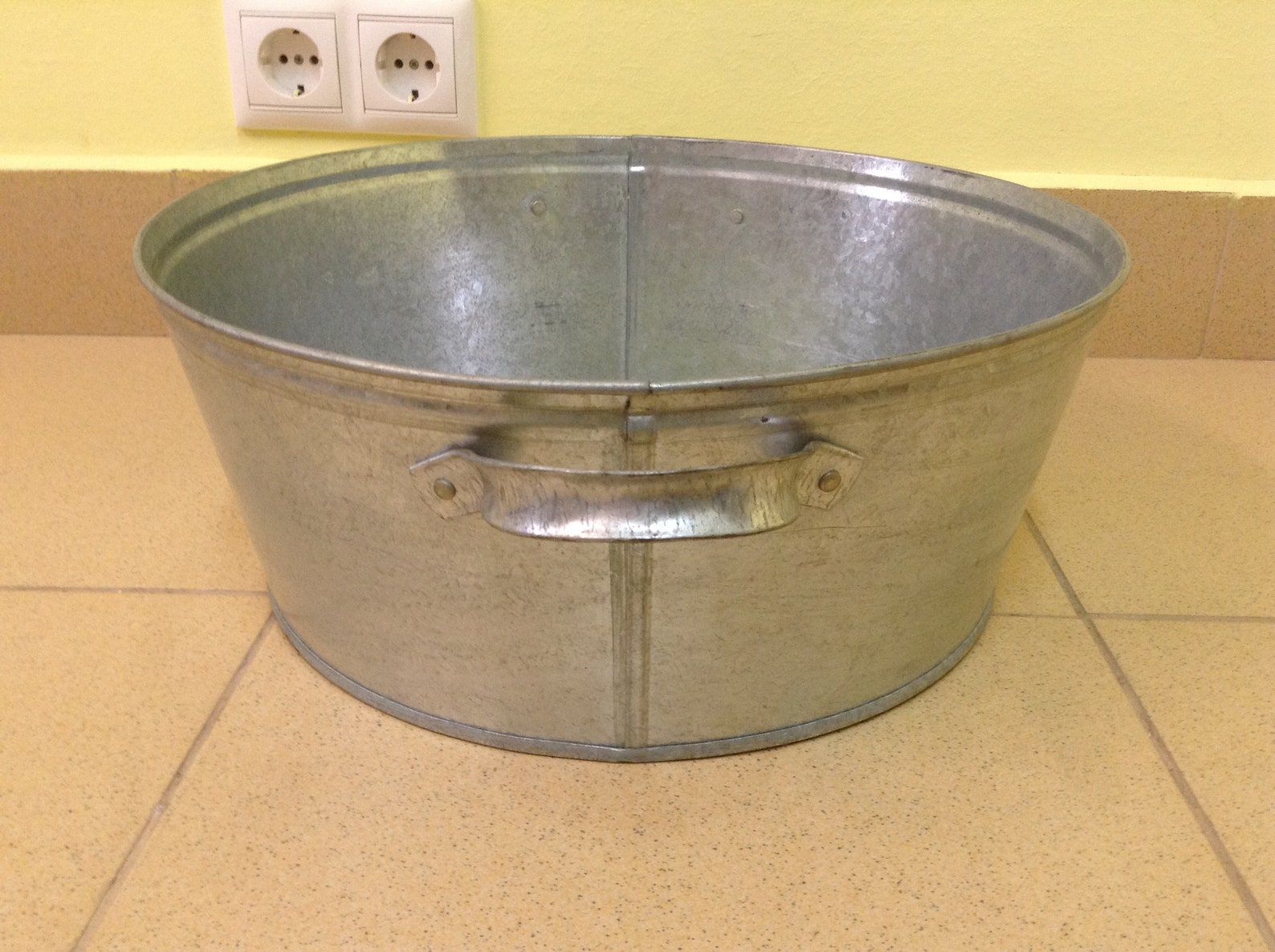 Soviet Vintage Zinc Wash Basin Round Metal Bowl with Two Etsy