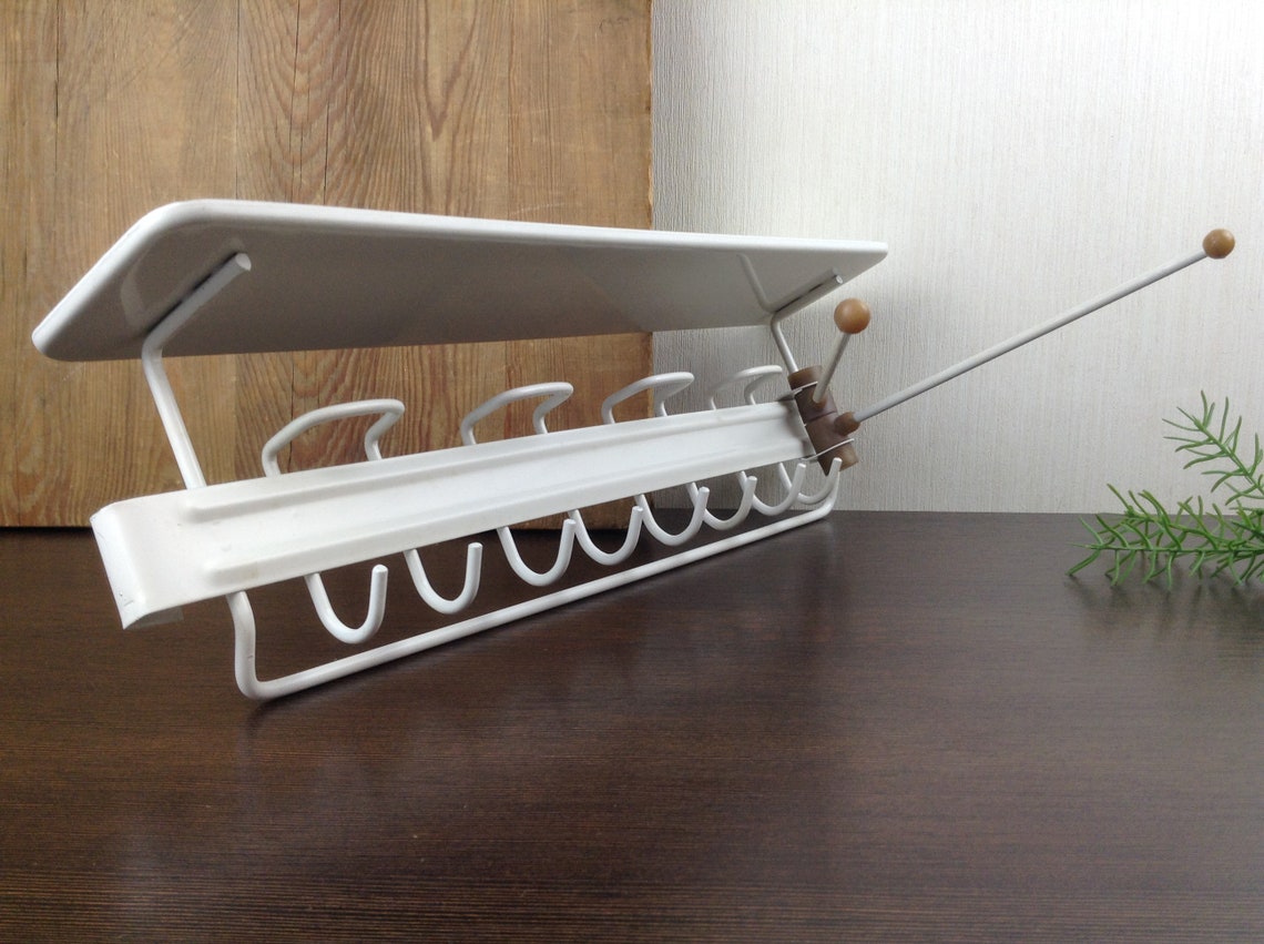 Unused Vintage Wall Rack with Shelf White Enamel Metal Rack Etsy