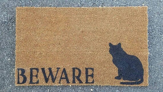 Beware Of Cat Doormat Cat Doormat Doormat Door Mat Custom Doormat Halloween Doormat Cat Lovers Doormat Cat Owner Doormat Door Decor
