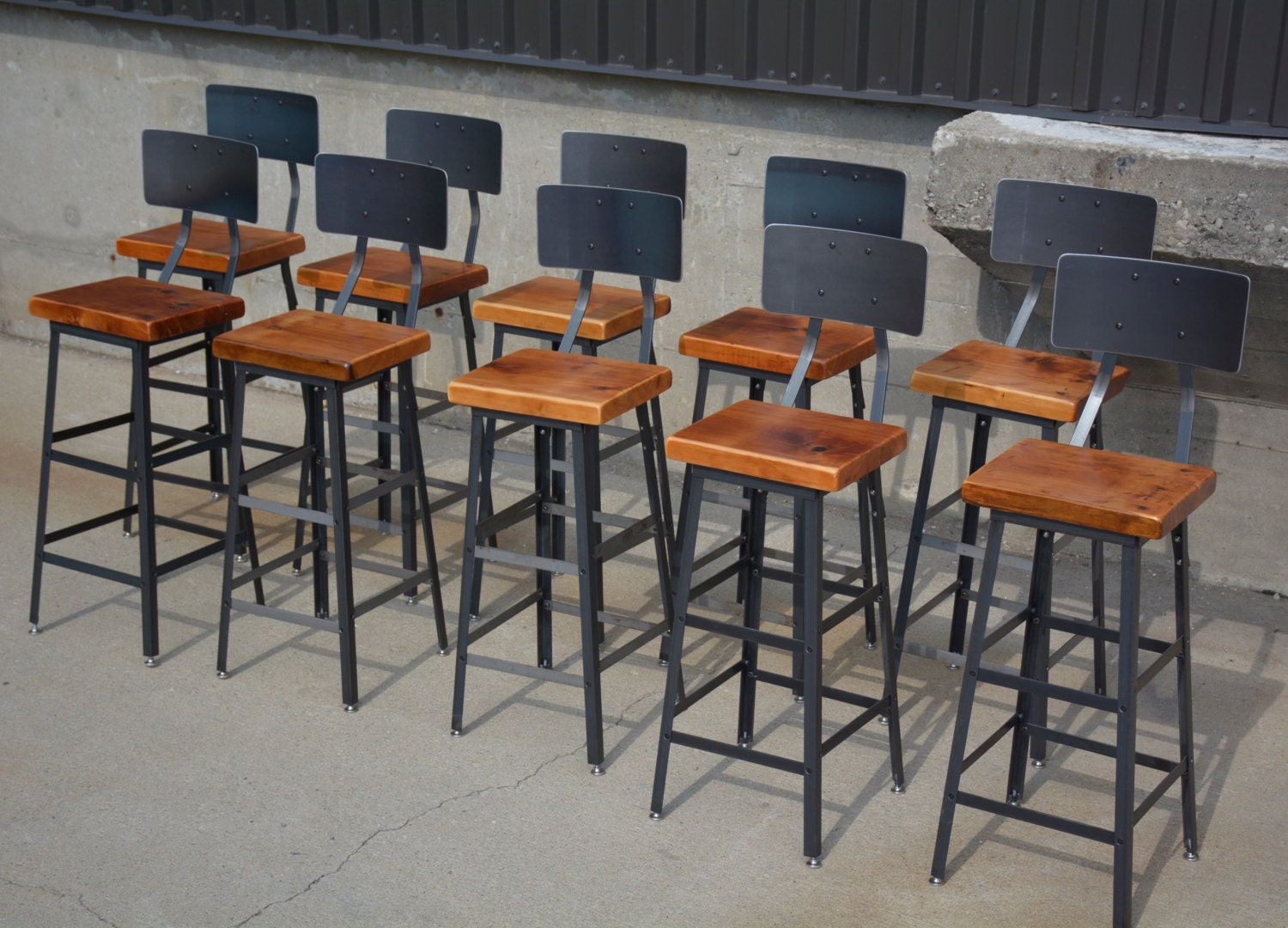Industrial Reclaimed Wood Stools Etsy