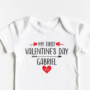 Personalized Boy Name 1st Valentine&#39;s Day ONESIES®, My First Valentine&#39;s Day Baby Boy Outfit, Valentine&#39;s Day 2023 Shirt