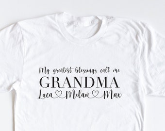 Nom personnalisé grand-mère personnalisé avec des noms d'enfants Nom personnalisé chemise chemise mamie t-shirt graphique chemise de week-end t-shirt confortable grand-mère cadeau fête des mères