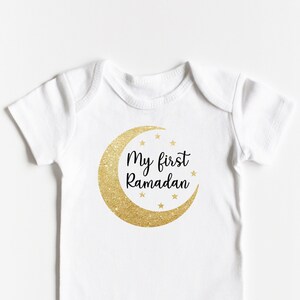 My first Ramadan ONESIES® Infant Baby Bodysuit Gold and Black My first Ramadan Mubarak Ramadan Kareem Photoshoot Ramadan Moon