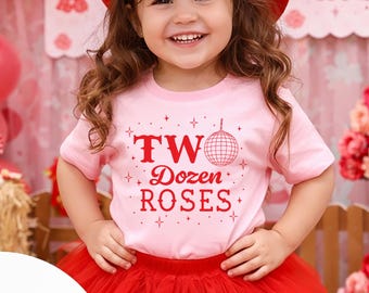 Two Dozen Roses Birthday Shirt - Red Pink Cowgirl Western Rodeo Party - Hand Drawn Girl’s Second 2nd Birthday 03