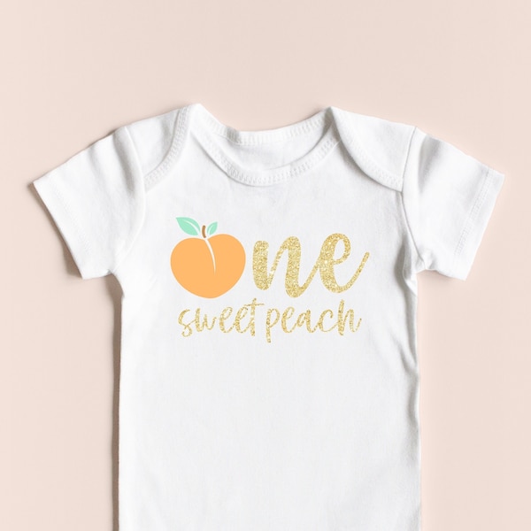 One Sweet Peach First Birthday Outfit ONESIES® - 1st Birthday Peach Theme Infant Baby Bodysuit Cake Smash One Sweet Peach ONESIES®