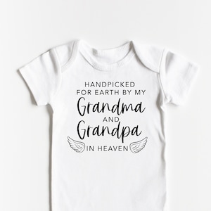 Handpicked for earth by my Grandma and Grandpa in heaven ONESIES® Kids Infant Grandparents Remembrance Baby Birth Announcement Angel Grandma