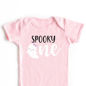 Spooky One Halloween Birthday ONESIES® - Pink Spooky First Birthday - Cute Ghost Bow - Girls Halloween Bday Bodysuit Outfit