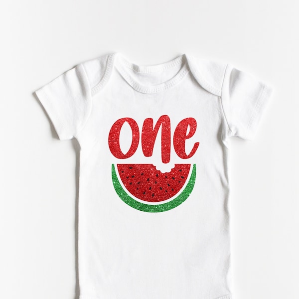 First Birthday Watermelon ONESIES®  - 1st One Birthday Outfit - Infant Baby Bodysuit Watermelon theme Summer Beach Fruit Cake Smash 02