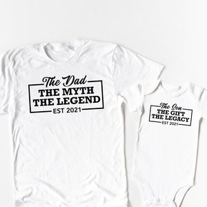Dad and Son Matching The Man the Myth the legend Custom personalized year ONESIES® Bodysuit  T-Shirt - Matching Father&#39;s Day Gift Daddy me