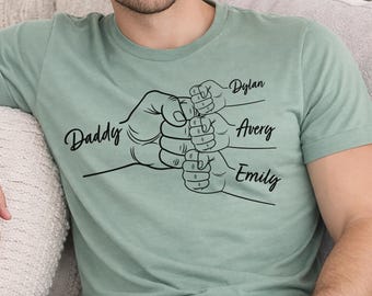 Fathers Day Fist Bump Shirt with Custom Names, Daddy and Son, New Dad Gift, Personalized Family Tee, Dada Daughter Props Outfit