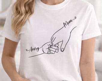 Custom Mom Shirt From Children, Family With Kids Names, Personalized Mom & Kids Hands Shirt, First Mothers Day Gift, Mom Kids Hands Tee