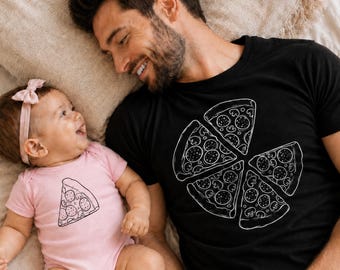 Fathers Day Pizza Slice Matching Shirts and Bodysuits for Daddy and Daughter - Daddy's Girl Dad Dada First Father's Day Gift Idea