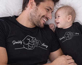 Daddy and Son Fist Bump Shirt, Custom Dad Shirt, Matching Father Child Outfit, Personalized Family Tee, Dada Kids Props Fathers Day Gift