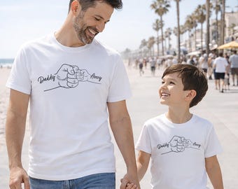 Daddy and Son Fist Bump Shirt, Matching Father Child Outfit, Custom Dad Shirt, Personalized Family Tee, Dada Kids Props Fathers Day Gift