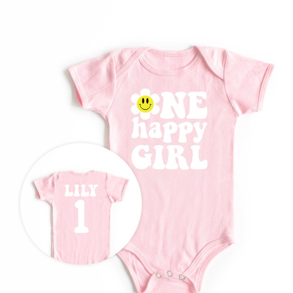 One Happy Girl Birthday Shirt ONESIES®, 1st Birthday Shirt, Smiley Face Birthday Outfit, One groovy girl Outfit, Matching Family Birthday