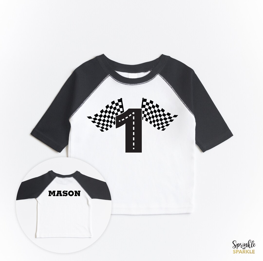 ONE Race Car 1st Birthday Boy Shirt Checkered First Birthday Etsy