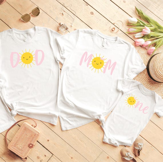 First Birthday Sun Shirt Family Matching Set, First Trip Around the Sun Onesie - Sunshine Mommy Daddy Sister Brother, One Sun birthday theme