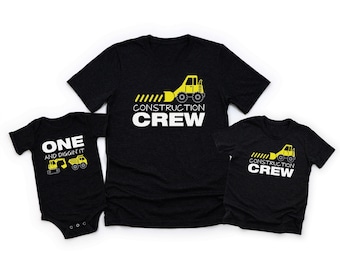 One and Digging it Construction Birthday Shirt Matching Family Set - Construction Theme Party - First Second Third Fourth Fifth Sixth Bday